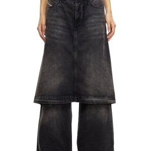 Relaxed Jeans D-Syren 0CBDG Black/Dark grey Woman